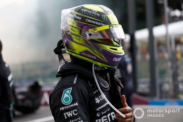 Lewis Hamilton, Mercedes-AMG, en Parc Ferme