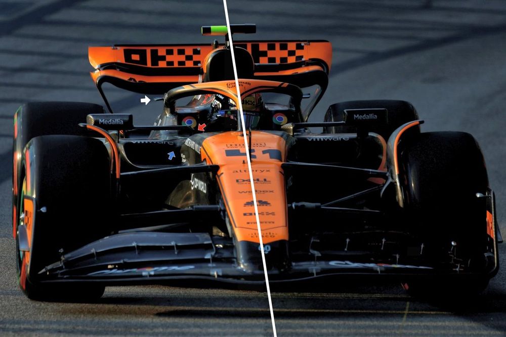 McLaren MCL60 sidepod inlet comparison