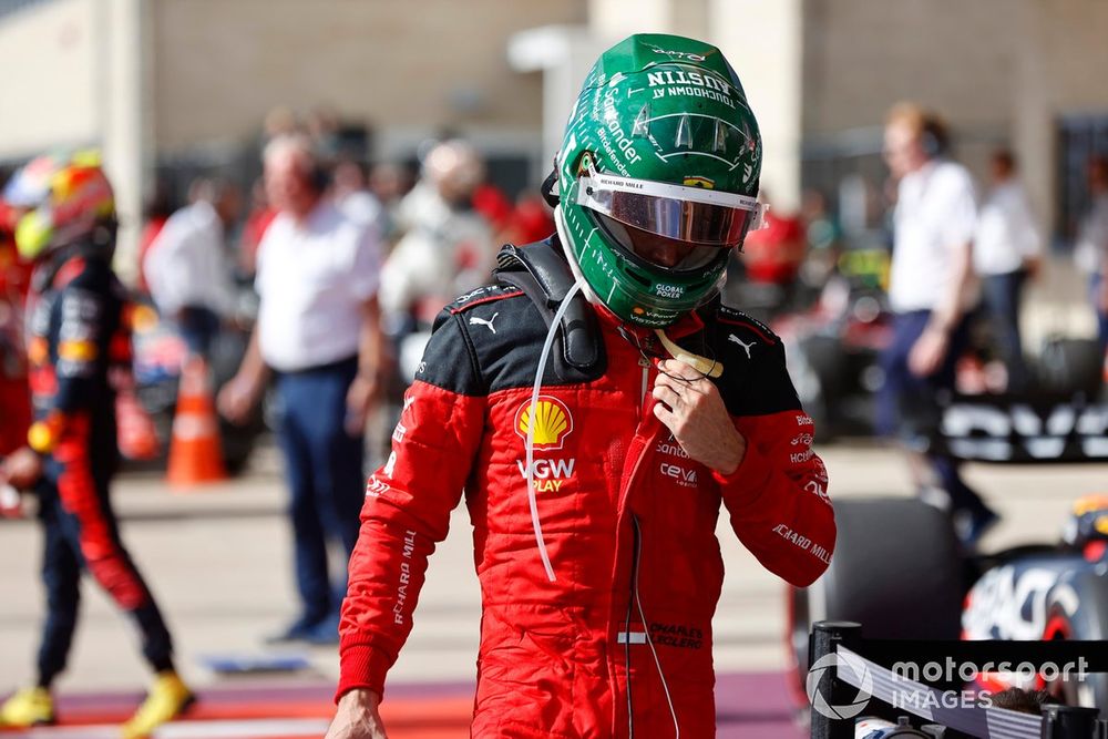 Charles Leclerc, Scuderia Ferrari, in Parc Ferme after the race