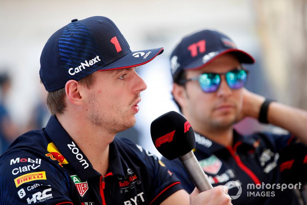 Max Verstappen, Red Bull Racing, Sergio Perez, Red Bull Racing, hold a Press Conference