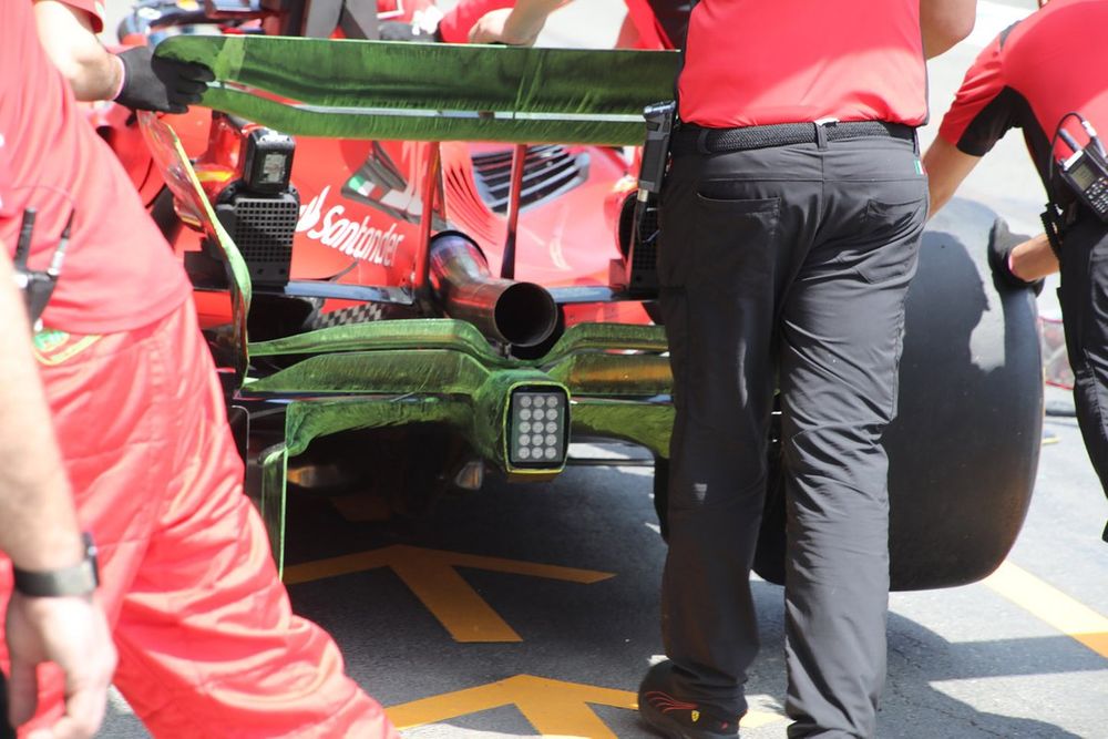 Ferrari SF-23 rear detail with flow-vis paint