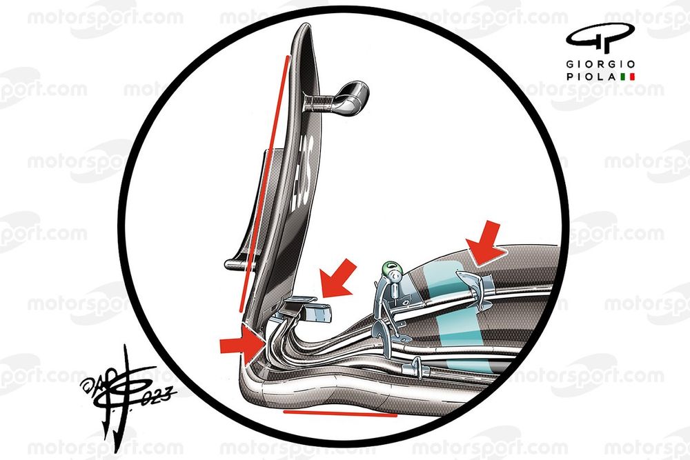 Mercedes W14 front wing detail