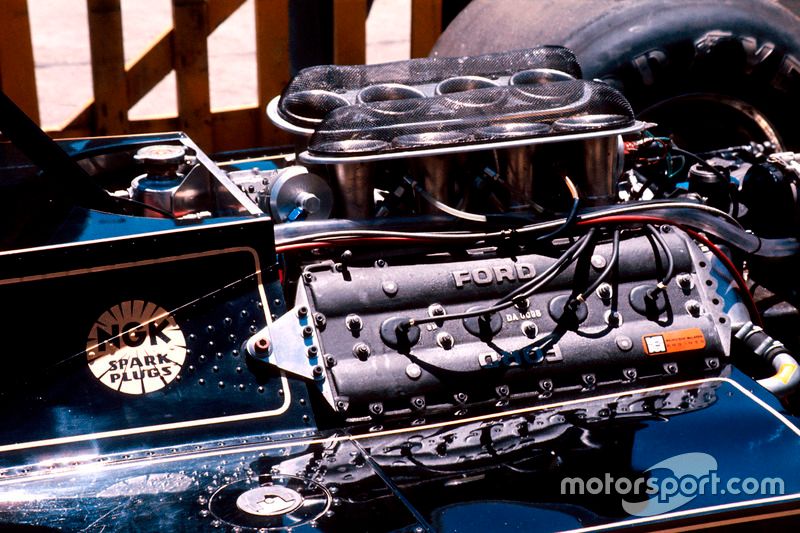 The Ford Cosworth DFV engine on the back of a Lotus