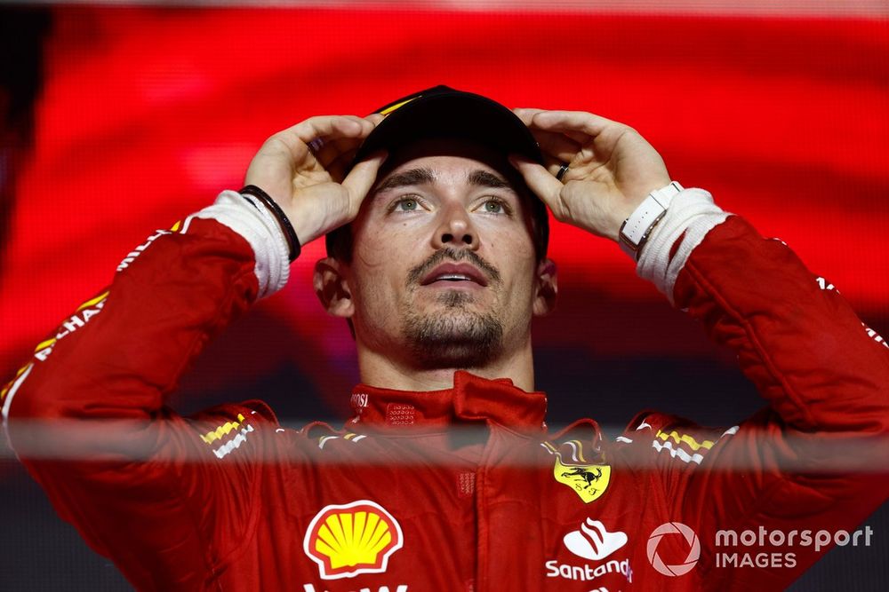 Charles Leclerc, Scuderia Ferrari, 3rd position, on the podium