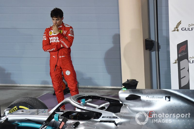 Charles Leclerc, Ferrari, 3rd position, in Parc Ferme