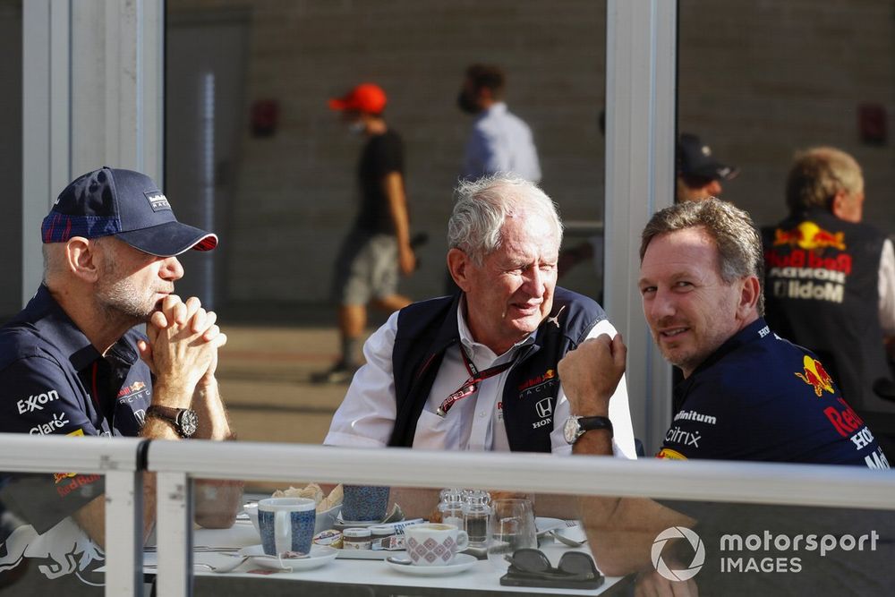 Adrian Newey, Chief Technical Officer, Red Bull Racing, Helmut Marko, Consultant, Red Bull Racing and Christian Horner, Team Principal, Red Bull Racing