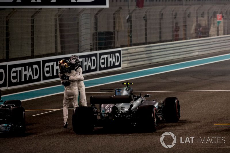 Race winner Second place Valtteri Bottas, Mercedes AMG F1 Lewis Hamilton, Mercedes AMG F1, celebrate