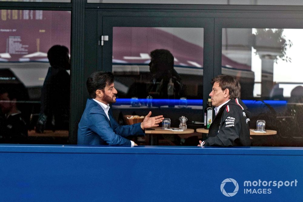 Mohammed Ben Sulayem, President, FIA, with Toto Wolff, Team Principal and CEO, Mercedes-AMG