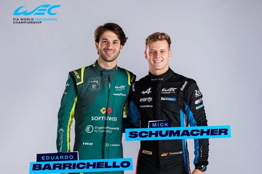 Barrichello vs Schumacher 2.0? Dudu e Mick 'se encaram' e brincam em sessão de fotos no WEC; assista